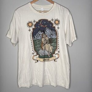 Bella + Canvas Virgo Short Sleeve Astrology Tee Shirt in Cream Women's Size XL